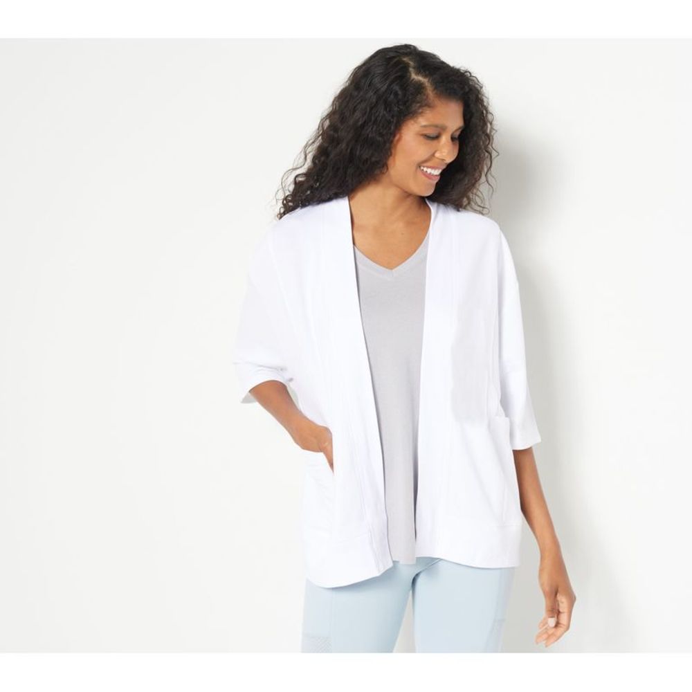 zuda Women's Top Sz XS Z-Knit Open Front Topper White A516777